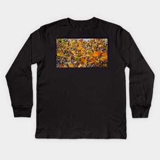 Red and orange autumn leaves on the tree Kids Long Sleeve T-Shirt